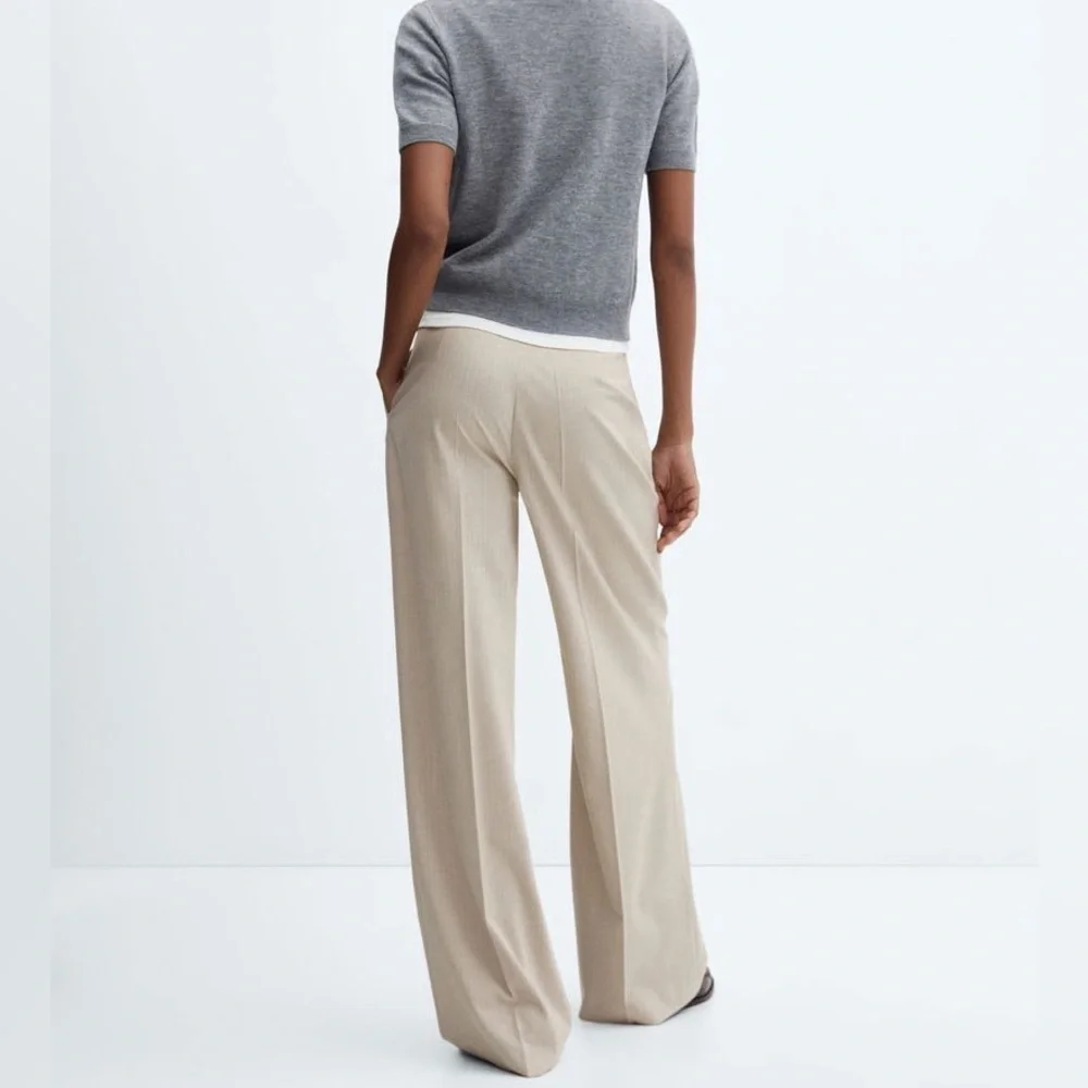 NEW Mango Striped Trousers-Size 12-Beige with Light Blue Stripe - Picture 3 of 15
